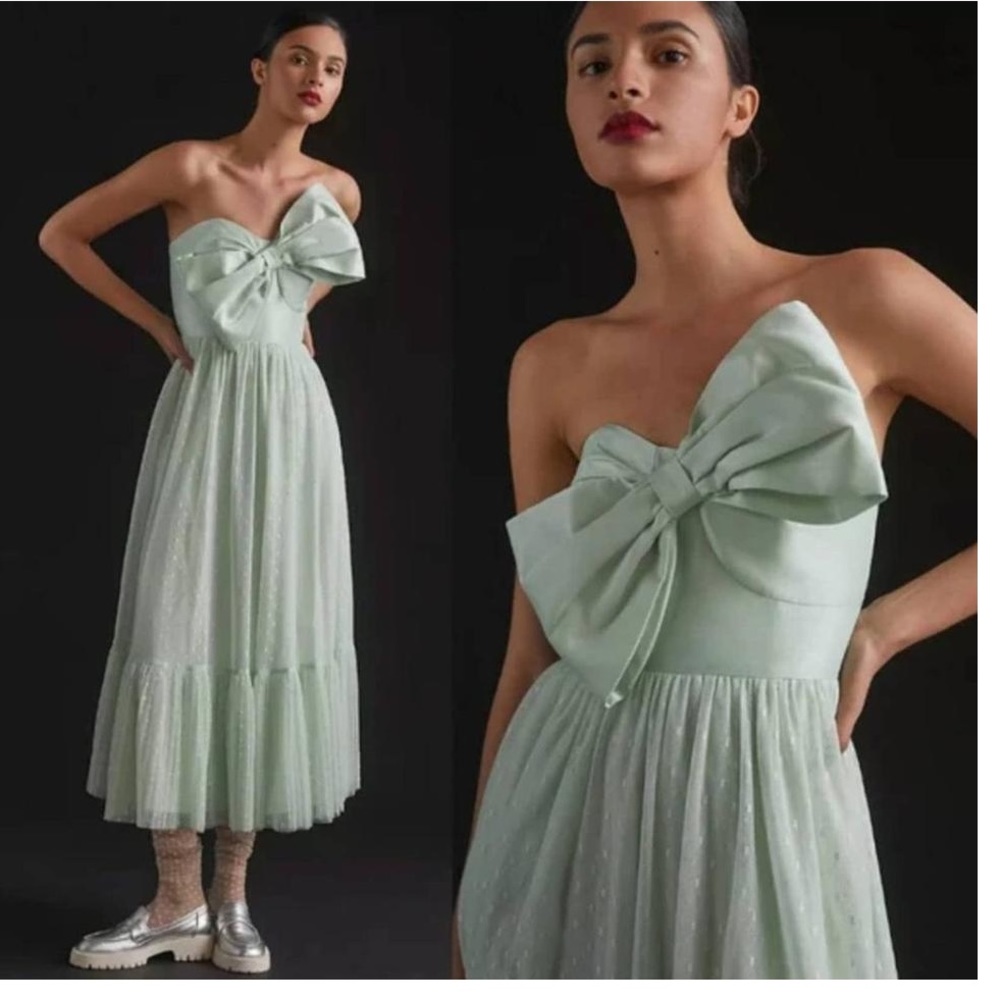 Anthropolgie Hutch Tulle Dress in Green. Size 4